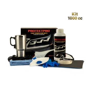 دستگاه شفاف‌سازی و رفع کدری چراغ خودرو | کیت کامل با محلول ۱ لیتری PROTECTPRO