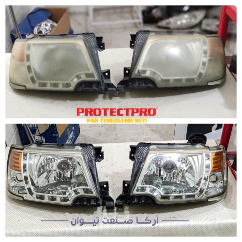 ماتی و کدری چراغ خودرو قبل از استفاده از دستگاه شفاف‌سازی PROTECTPRO